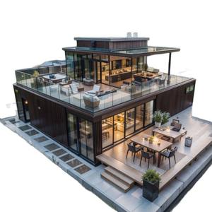 Villa Prefabbricata Personalizzata a 2 Piani in <span class=keywords><strong>Container</strong></span> da 40 Piedi, Pieghevole e Mobile, Struttura in Acciaio per Caffetteria o Ristorante - Product Image 5