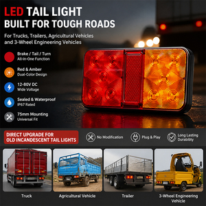 Nouveau feu arrière combiné rectangulaire à LED pour remorque, réflecteur, stop, frein, clignotant 12-24V pour camion, bateau, caravane, fourgon Yuge - Product Image 4