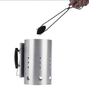 Barbecue écologique haut de gamme en acier inoxydable argenté, avec kit de démarrage rapide pour foyer et gril à charbon de bois - Product Image 6