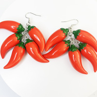 Pendientes de Resina Roja Personalizados 2024, Simulación 3D de Pimientos Pequeños, Fabricante {Pendientes para Mujer}