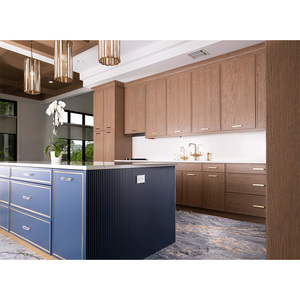 Кухонные шкафы One Stop Home Design: синие ребристые деревянные тумбы для кухонного острова, готовые к сборке, современные кухонные шкафы на заказ - Product Image 3