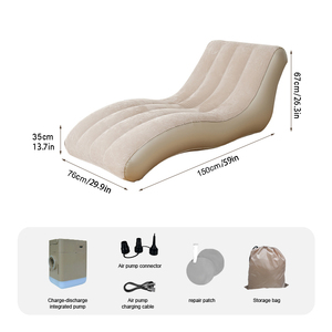 Colchón de aire inflable automático de una tecla de diseño moderno de fábrica, sofá reclinable, cama plegable de tamaño individual para siesta de oficina al aire libre - Product Image 2