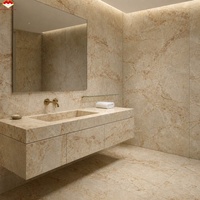 Plan de travail de cuisine, îlot, mur de salon, sol, lavabo de salle de bain, entrée, chambre, villa en marbre poli doré Phénix moderne et imperméable