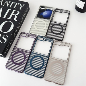 Galvanoplastie transparente motif en Fiber de carbone pour Samsung Zflip 6 5 4 3 coque de téléphone magnétique résistant aux chutes pour Samsung <span class=keywords><strong>ZFold</strong></span> - Product Image 4