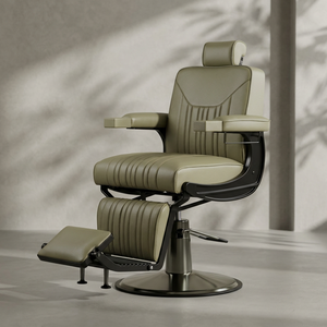 Sillón de Barbería Profesional Reclinable con Masaje en el Respaldo, Elevación Hidráulica, Reposapiés Ajustable, Diseño Moderno y Personalizable de Fábrica - Product Image 4