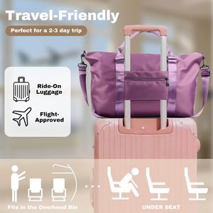 Sac de voyage pour femme, sac fourre-tout violet, sac à roulettes imperméable en polyester, grande capacité pour avion, accouchement - Product Image 2