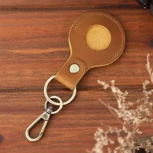 Portachiavi Circolare in Vera Pelle Crazy Horse, Porta Tessere di Accesso, Portachiavi Elegante, Porta Sensore Ascensore, Porta Apple Tracker, Portatile - Product Image 3