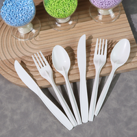 Vaisselle jetable de camping Lvhe, prix usine, 6-7 pouces, ensemble fourchette, couteau, cuillère, serviette, OEM, biodégradable, amidon de maïs, sans BPA, résistant à la chaleur