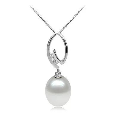 Collar de perlas de agua dulce de Plata de Ley 925 montaje accesorio de collar de perlas de eternidad clásica con circón