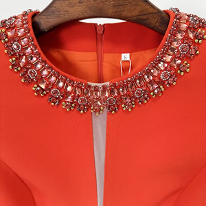 Nuovo Vestito Corto da Festa Estate 2025 di Moda con Perline e Strass Rossi Vestidos Elegante Gilet Formale da <span class=keywords><strong>Donna</strong></span> Mini Abito da Party - Product Image 4