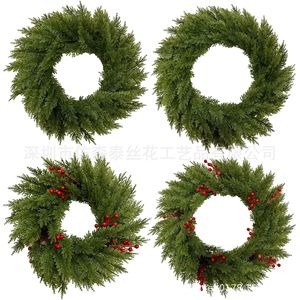 Guirnalda Navideña Artificial de Flores de Seda Sintética con Bayas Rojas, Decoración para Colgar en la Pared Exterior, 30 cm, Estilo Europeo - Product Image 1