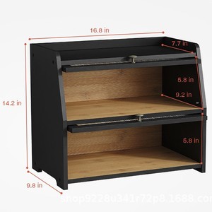 Boîte à pain en bambou double couche avec fenêtre transparente pour comptoir de cuisine, idéale pour le rangement des fruits et pâtisseries - Product Image 5