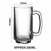 Chope à bière en verre épais personnalisable avec logo, 380 ml, idéale pour les bars et restaurants, chope à bière pression, tasse à boire multifonctionnelle