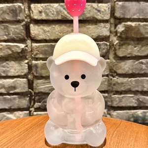 Tazza da <span class=keywords><strong>Caffè</strong></span> Orsetto Teddy Rosa Fragola 2026 <span class=keywords><strong>di</strong></span> Alta Qualità, Bicchieri Freddi in <span class=keywords><strong>Vetro</strong></span> Orsetto Teddy Bearista da 20OZ con Coperchi e Cannucce - Product Image 3