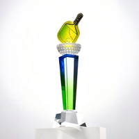 Trophée en cristal de pickleball avec logo gravé pour souvenirs sportifs