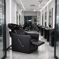 Fauteuil de lavage moderne en cuir et métal pour salons, hôtels, salons de coiffure, salles de séjour et salles de bain - Réglable, durable et facile à nettoyer