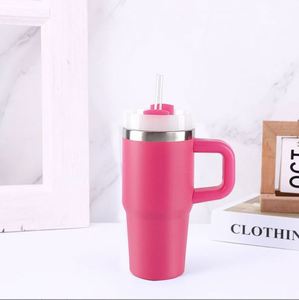 Gobelet isotherme 14 oz avec poignée, tasse de voyage pour voiture, double paroi sous vide, couvercle, paille et base antidérapante - Product Image 6