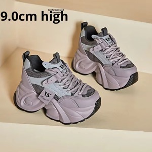 Zapatos de Plataforma con Suela Gruesa para Mujer, Aumento de Altura Invisible de 9 cm, Ligeros y Duraderos, Estilo Dad Shoes, Primavera-Verano - Product Image 3
