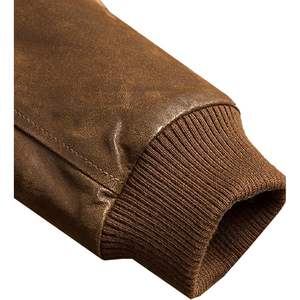 Blouson Aviateur Classique en Cuir pour Homme, Manches Longues, Coupe-Vent, Effet Vieilli, Style Moto - Product Image 2