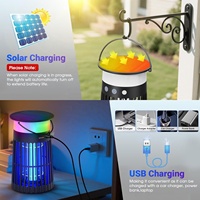 Saijzek Nouvelle Lampe Anti-Insectes Solaire Rechargeable pour Extérieur et Intérieur, Tue-Moustiques et Mouches, Répulsif, Lampe RGB