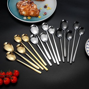 304 Stainless Steel Spoon Long Handle Coffee Stirring Spoon Solid Color Household Use - Product Image 2