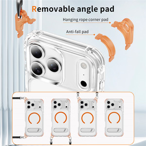 Coque de téléphone magnétique transparente colorée avec cordon amovible, protection d'angle et support pliable pour iPhone 18 17 16 15 Pro Max - Product Image 3