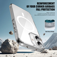 Coque de téléphone magnétique transparente hybride TPU+PC fine pour 16/16 Plus avec protection antichoc anti-jaunissement