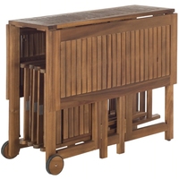 Meilleur Prix – Ensemble de Salle à Manger Extérieure Moderne en Bois de Teck Durable – Table Rectangulaire et 4 Chaises Confortables pour Hôtels et Parcs