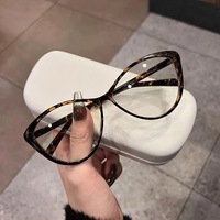 QUEJOEY Nuevas gafas ópticas con montura de ojo de gato para mujer, montura marrón, estilo coreano, gafas con bloqueo de luz azul, ultraligeras