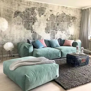 Modern Modular Ruang Tamu Sofa Set Kain Korduroi Bulu Sofa Sectional Sofa