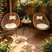 Outdoor PE-Rattan Acapulco Stuhl-Set 2-Sitzer Terrassen-Korbstühle Mit Rundem Kaffeetisch für Garten Balkon Hinterhof