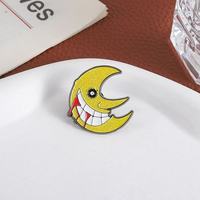 Evil Smile Horror Moon Zinc Alloy Casting Metal Pin Noir Nickel Plating-Magical Manga Anime Design Collection Bijoux Cadeau