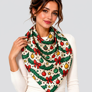 Bufanda de Regalo de Navidad para Mujer, Pañuelo Cuadrado Festivo para las Fiestas Navideñas, Ligero, con Estampado Digital, Personalizado, OEM, ODM, Venta al por Mayor - Product Image 1