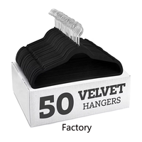 Owentek Noir Blanc Antidérapant Velours Cintres Perchas De Terciopelo Gain de Place Lot de 50 Premium Flocage Velours Cintres