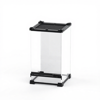 Terrarium écologique en verre à porte unique pour lézards, grenouilles cornues et tortues, avec bac d'alimentation et zone d'escalade
