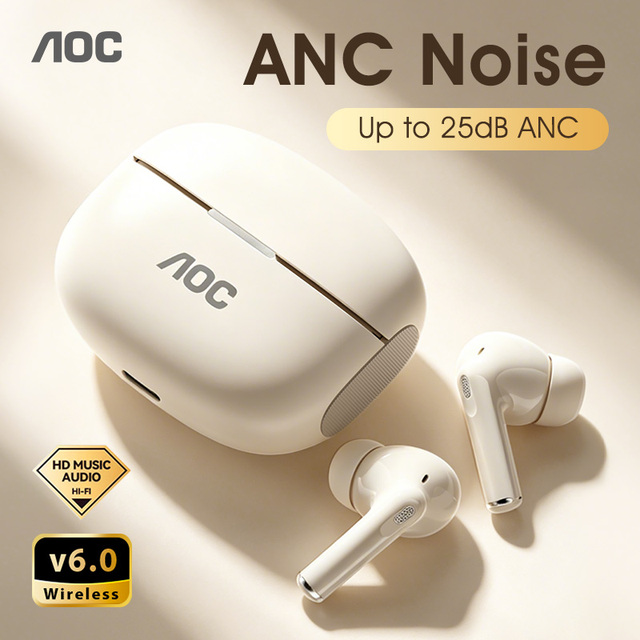 OEM AOC Original TWS Wireless Bluetooth Earbuds V6.0 ANC Noise Cancelling Earphones Long Battery Life Low Latency Stereo Headset