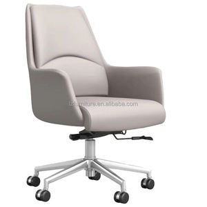 Chaises de bureau en cuir à dossier moyen, chaises de bureau ergonomiques modernes en PU, ensemble bureau et chaise - Product Image 3