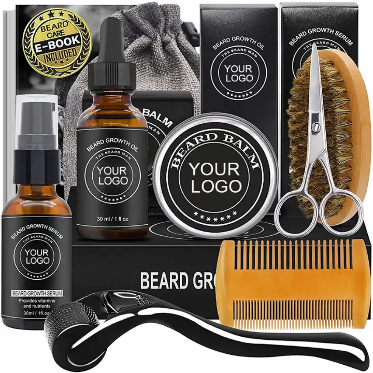 Kit per la crescita della barba con logo personalizzato