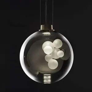 Bola de burbujas de cristal para comedor, luz colgante de lujo, colgante de mesa de Bar de diseñador, colgante pequeño Simple moderno