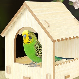 Usine en gros enfants bricolage en bois maison d'oiseau Graffiti ensemble extérieur jardin décoration suspendu en bois <span class=keywords><strong>cage</strong></span> à oiseaux - Product Image 2