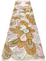 Tissu en dentelle à paillettes NI.AI, nouveau design, tissu en dentelle à paillettes de luxe, tissu en tulle à paillettes pour robe de soirée de mariage