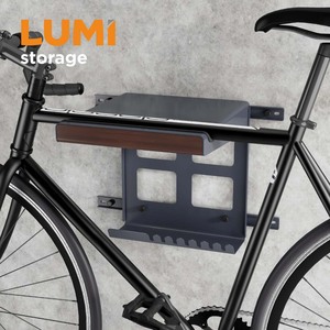 LBM-08DS Portabiciclette <span class=keywords><strong>da</strong></span> <span class=keywords><strong>Parete</strong></span> Orizzontale Rimovibile con Ganci e Ripiano Aperto, Organizzatore per Biciclette <span class=keywords><strong>da</strong></span> Interno - Product Image 1