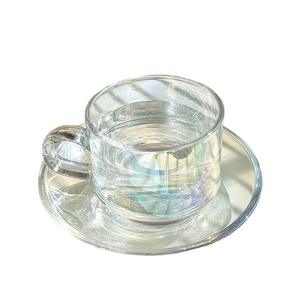 Juego de tazas de té de la tarde de Corea, vaso de cristal deslumbrante y platillo - Product Image 1