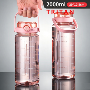 ขวดน้ำกีฬา Tritan ขนาด 2000 มล. พร้อมหลอดดูด ปลอดสาร BPA ความจุขนาดใหญ่ ป้องกันการรั่วซึม เหมาะสำหรับการเดินทาง ออกกำลังกาย เดินป่า ตั้งแคมป์ สำหรับผู้ใหญ่ - Product Image 3
