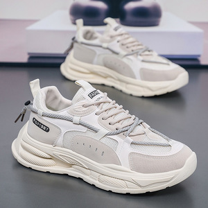 Nouvelles <span class=keywords><strong>Chaussures</strong></span> de Sport Décontractées Respirantes pour Hommes en Cuir Synthétique à Lacets et Maille, Tendance et Polyvalentes, Rehaussantes - Product Image 4