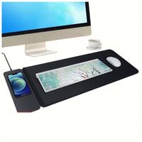 Tapis de souris pour jeux sur ordinateur, tapis de souris avec chargeur sans fil, surface coussinée, chargeur sans fil, tapis de souris pour jeux de bureau