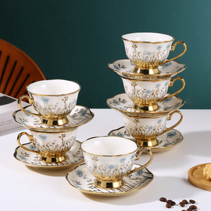 Tazza da Caffè in Ceramica con Motivo Floreale, Tazza Originale per Latte, Graziosa Tazza da Ufficio, <span class=keywords><strong>Set</strong></span> con Piattino, Tazza <span class=keywords><strong>e</strong></span> Piattino da Tè - Product Image 1