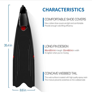 Aletas de Natación Profesionales de Talla <span class=keywords><strong>Corta</strong></span> con Palas Largas y Suaves <span class=keywords><strong>para</strong></span> Buceo Libre con Fuerza de Impulso Subacuática Mejorada - Product Image 3
