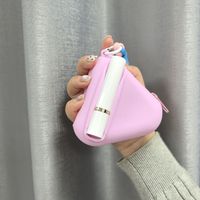 Petite pochette de rangement pour rouge à lèvres en silicone, porte-gloss à lèvres triangulaire, organiseur de cosmétiques portable pour voyage
