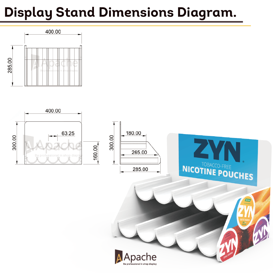 Apache Custom Counter Acrylic Mouth Tobacco Display Stand Nicotin Pouches Display Rack for Smoke Shop — view 2